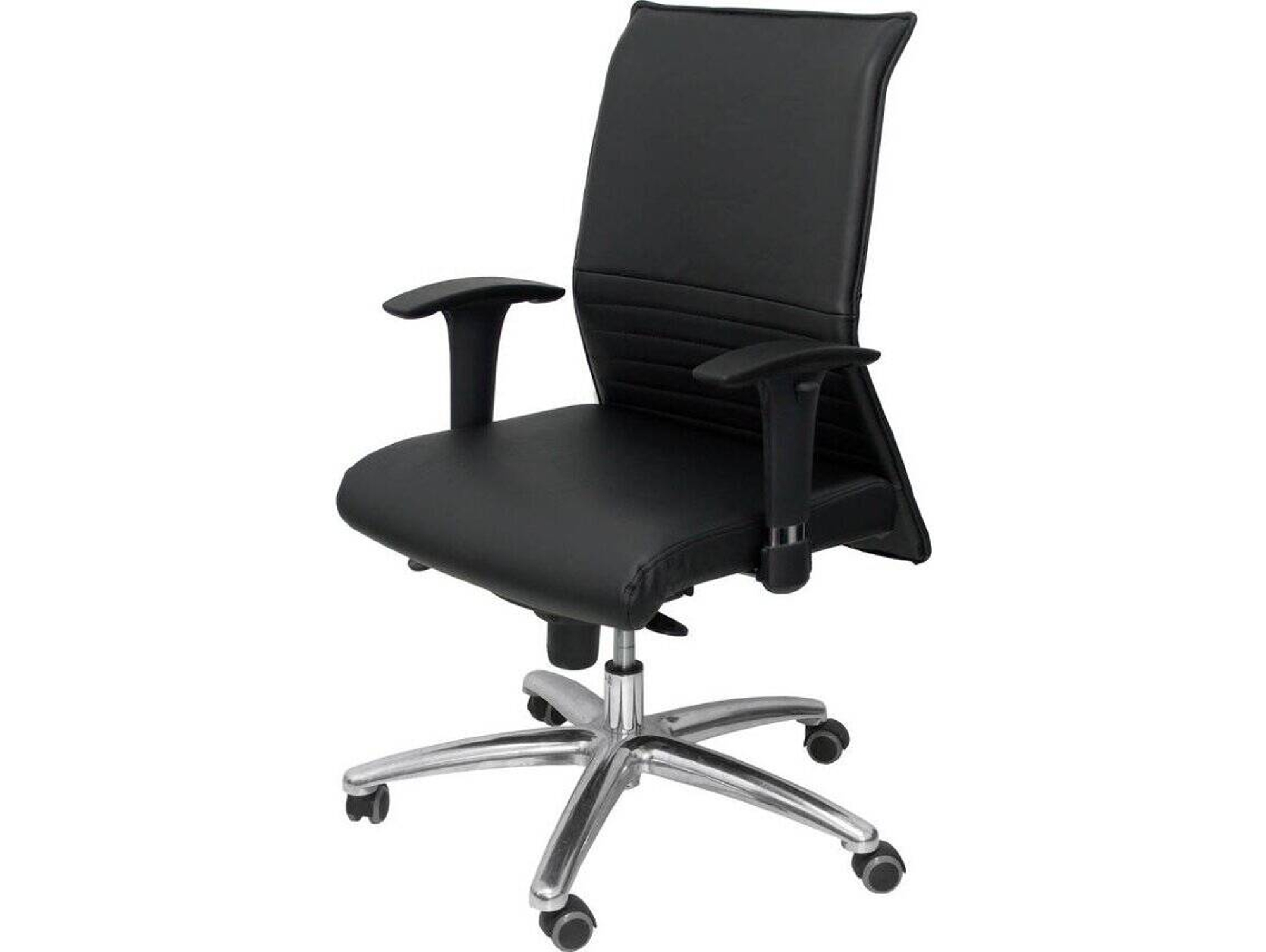 Silla de Escritorio Ejecutiva PYC Albacete XL Negro con ruedas antiarañazos (Brazos Ajustables - Piel sintética)