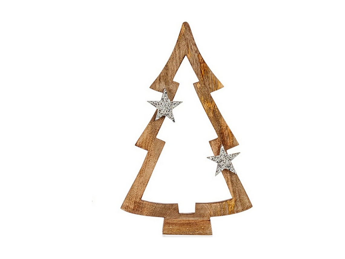 Árbol de Navidad Castanho Silhueta Prateado Madeira 7,5 X 58,5 X 37 cm