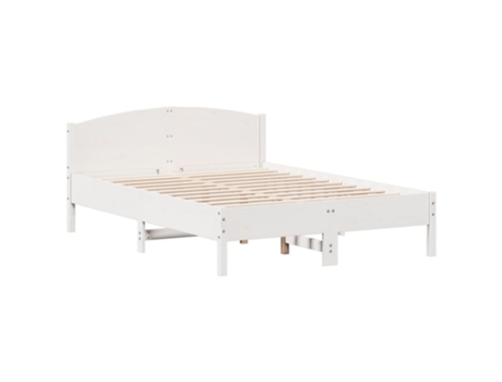 Estructura de cama con cabecero VIDAXL pino macizo blanco (135x190 cm)