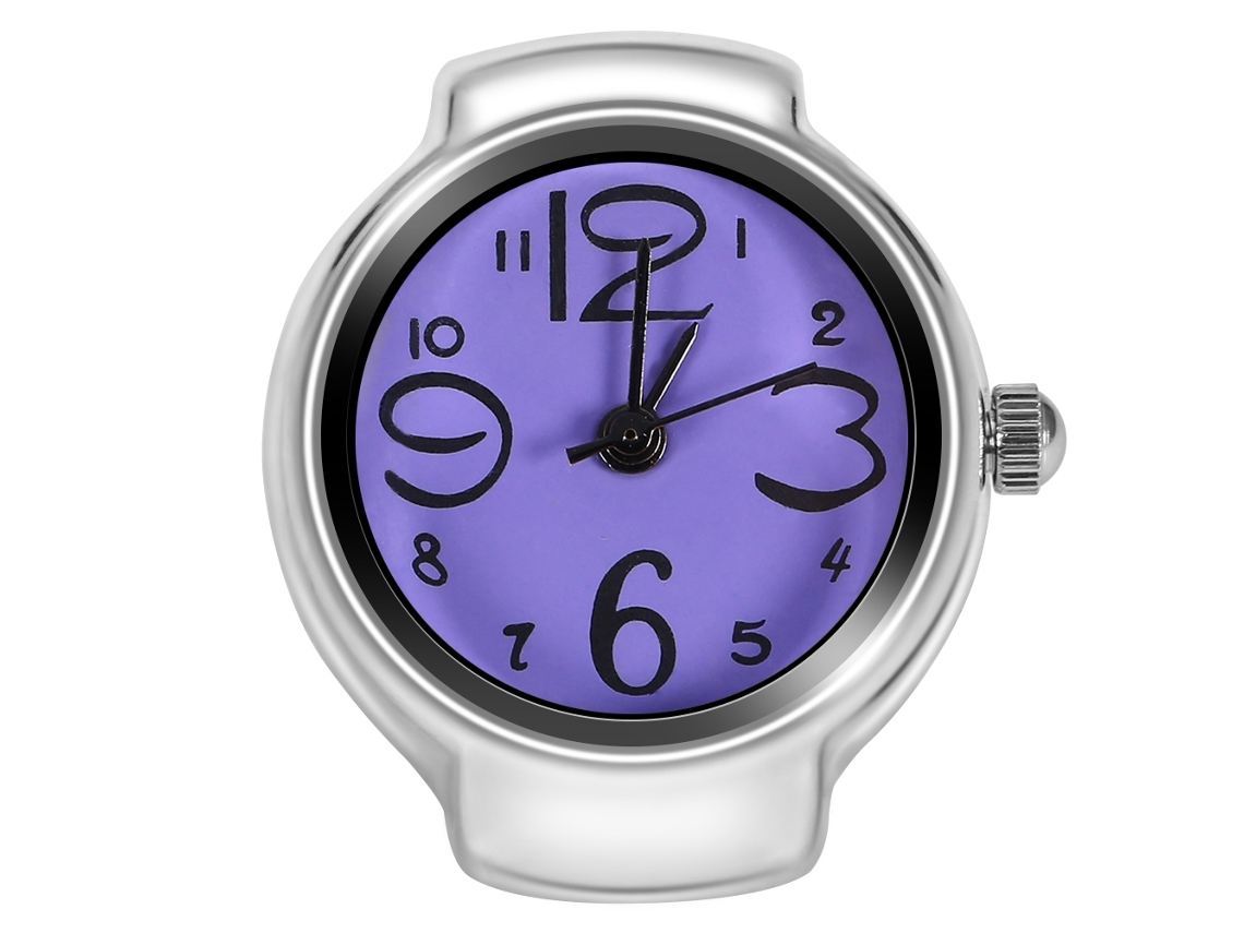 Reloj Anillo De Quartzo Redondo Moda Mujer Hombre Morado