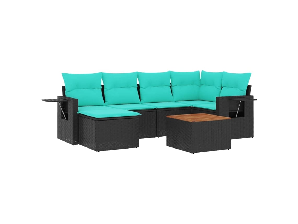 Maison Exclusive - Conjunto De Sofá De Jardín De 7 Piezas Con Cojines, De Poliratán Negro