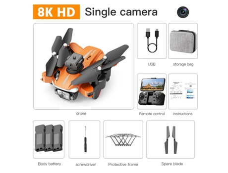VPCOMERCIAL - Drone ENZONS P11S Cámara única 8K 360° Evitación de obstáculos 3 Baterías Autonomía: 20 Min Naranja