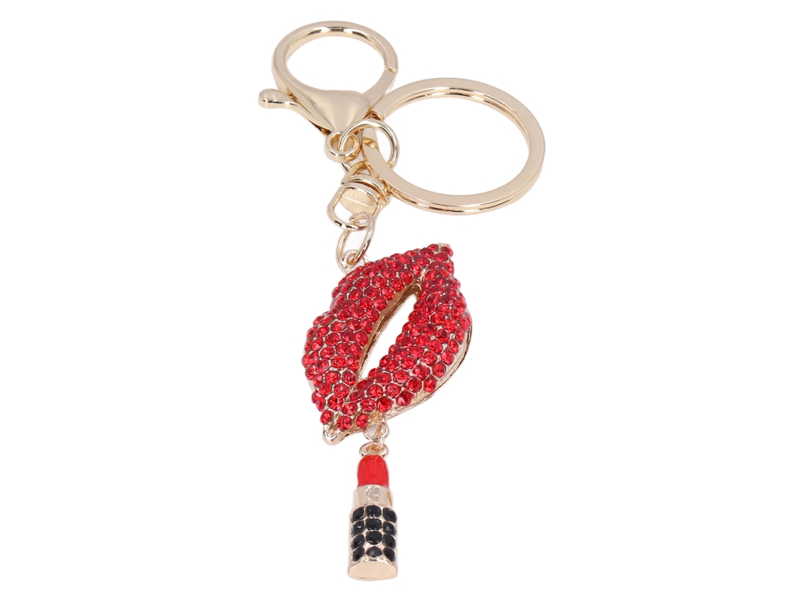 Llavero De Cristal Con Forma De Labios, Accesorio Exquisito Para Bolso, Para Mujer, Rojo.