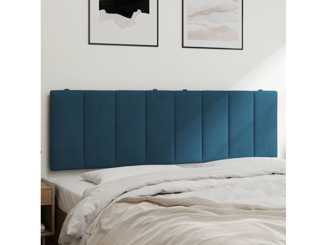 Cabecero De Cama Acolchado Terciopelo Azul 160 Cm