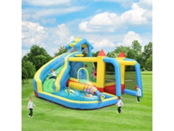 Castillo Hinchable 5 En 1 Con Tobogán, Piscina De Salto, Portería Y Campo De Fútbol, 364x315x239cm, Edades 3-10