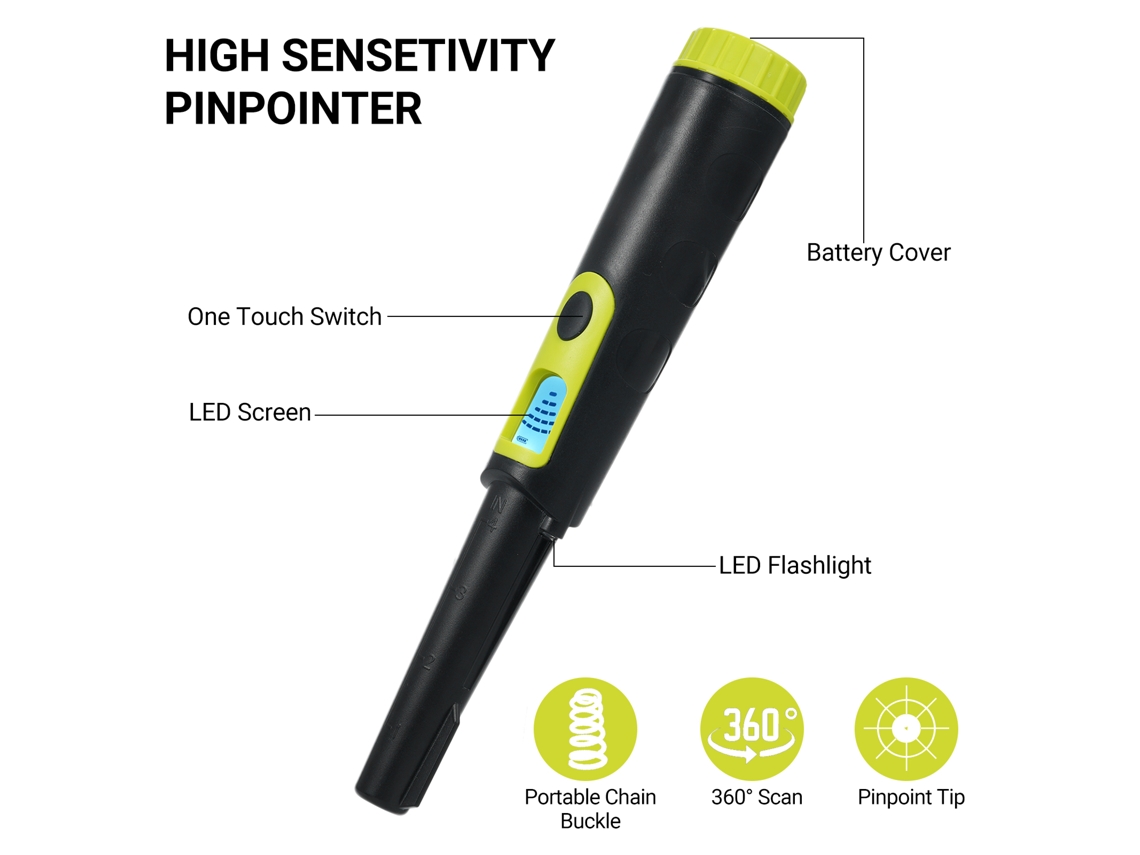 Detector De Metales Pinpointer Ip68 Resistente Al Agua, Detección De 360° Con Pantalla Lcd, 3 Modos Para La Búsqueda De Tesoros, Para Adultos Y Niños.