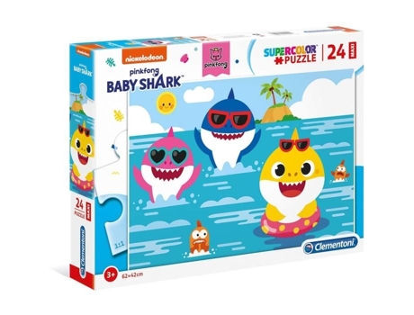 CLEMENTONI 28519 Super Color Puzzle Baby Shark 24 Maxi Pieces Fabricado na Itália Quebra-Cabeça Infantil 3 Anos
