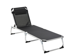 Tumbona De 5 Posiciones, Malla Negra, 170x60x76cm