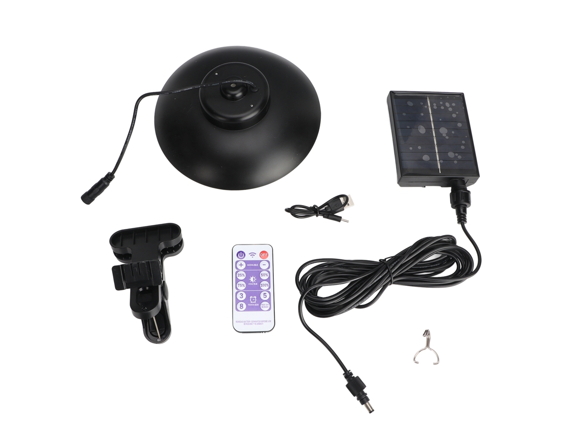 Bj-Light para guarda-sol solar de exterior com modo programável, carregamento USB, bateria, tecido e controlo remoto LED para terraço, praia e campismo.