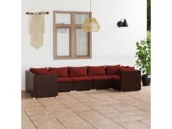 Conjunto de jardín de 7 piezas con cojines de mimbre marrón DKD Home Decor