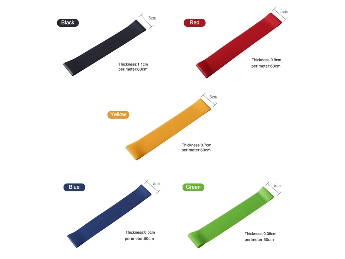 2026rebe-5 Pcs Banda Elástica De Látex Portátil Para Fitness Yoga, Alta Elasticidade, Resistência, Antiderrapante, Durável