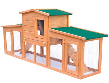 vidaXL Casa de animales pequeños jaula conejera con tejados madera