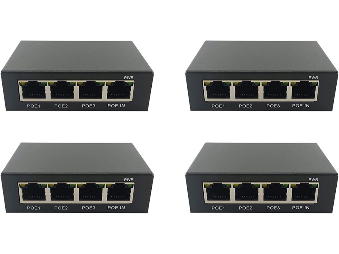 4 Conmutadores De Red Gigabit Poe De Extensión De 4 Puertos 100/1000m Ieee802