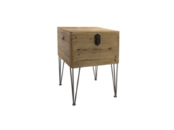 Mesita Auxiliar Madera Metal Baul Natural 49x51x74cm