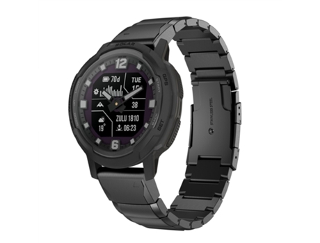 Correa de reloj inteligente para Garmin Instinct Crossover de 22 mm de acero inoxidable con carcasa de tortuga (negro)