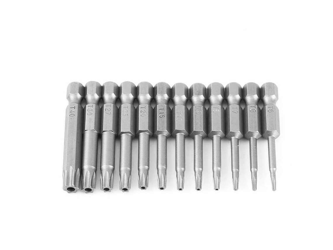 Juego De 12 Llaves Torx T5-t40, Mango Hexagonal De 1/4 De Pulgada, Seguridad Antimanipulación, Acero S2.
