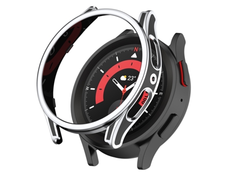 Samsung Galaxy Watch5 Pro 45 mm Escultura colgante Película de vidrio templado de dos colores Funda protectora para reloj (Plata)
