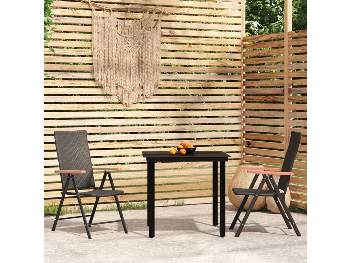 Juego de comedor de jardín negro de 2 piezas Dkd Home Decor