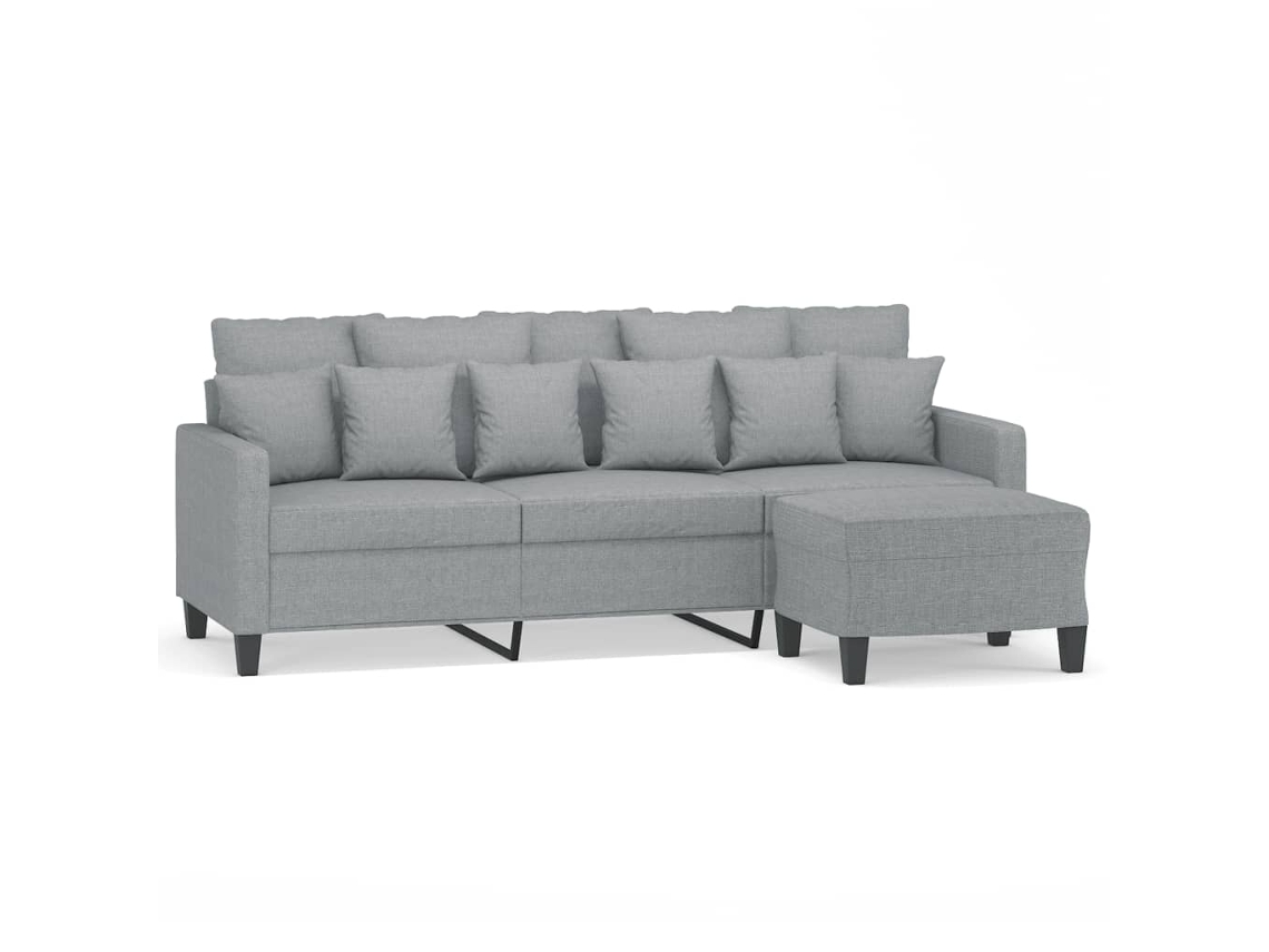 Maison Exclusive - Sofá De 3 Plazas Con Taburete De Tela Gris Claro 180 Cm