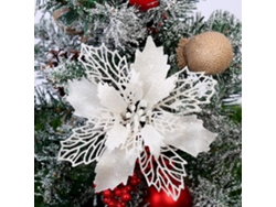 KOFIHETY Corona navideña personalizada, 10 exquisitas flores de Pascua con purpurina para decorar tu casa, adornos artísticos para el árbol de Navidad.