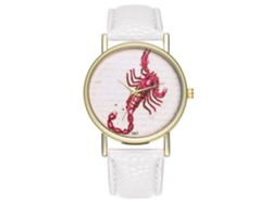 Reloj De Pulsera Unisex Scorpio Zhoulianfa T267-a Con Correa De Pu, Pantalla Analógica Sencilla, Blanco.
