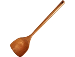 Espátula de madera con mango largo para la cocina; un utensilio duradero y hecho a mano que no raya las sartenes antiadherentes.