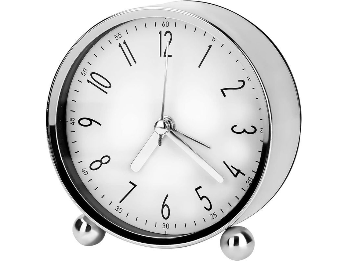 2026-reloj Despertador Silencioso 4 Pulgadas, Diseño Simple, Batería, Para Dormitorio, Mesa De Noche (blanco)