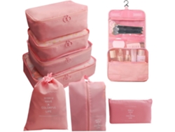 Pack De 8 Cubos De Embalaje Para Maletas, Organizadores, Bolsos Con Bolsa Para Zapatos, Neceser CHRUI Rosa