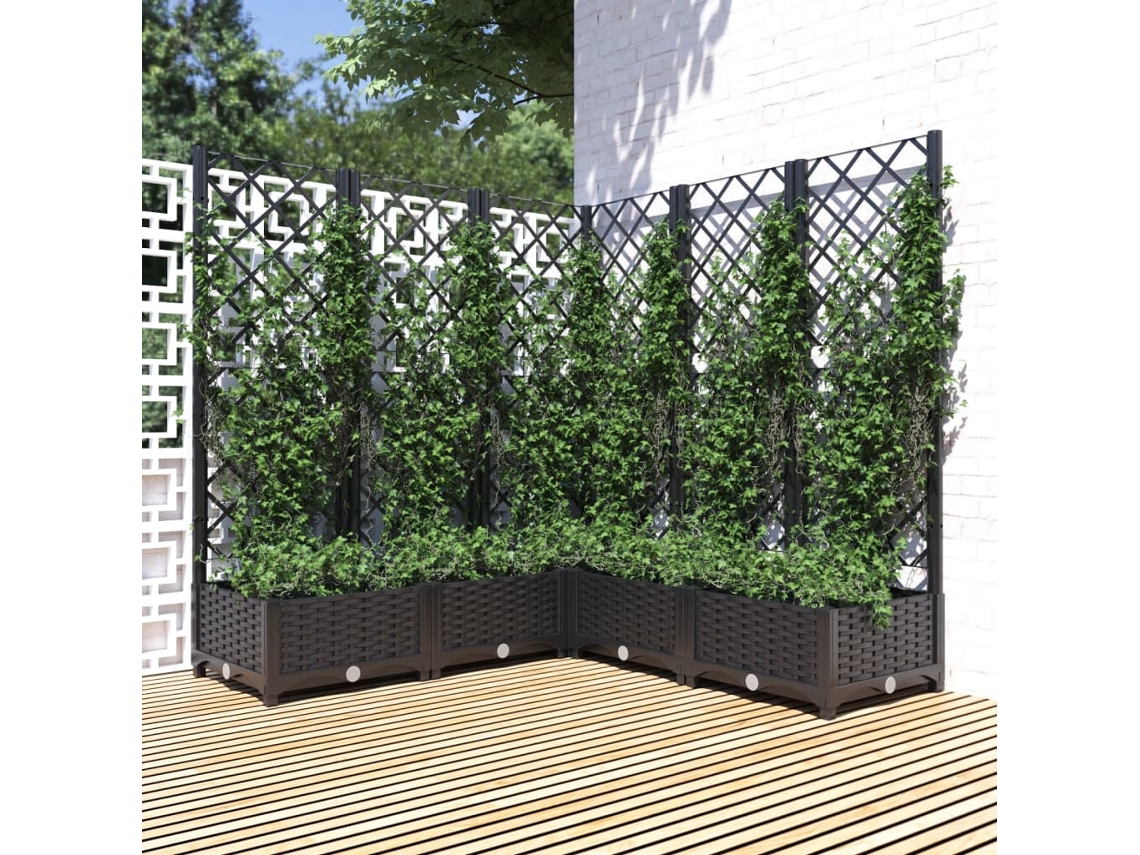 Maceta/Jardinera de Jardín con Enrejado 120X120X121,5 Cm PP Negro