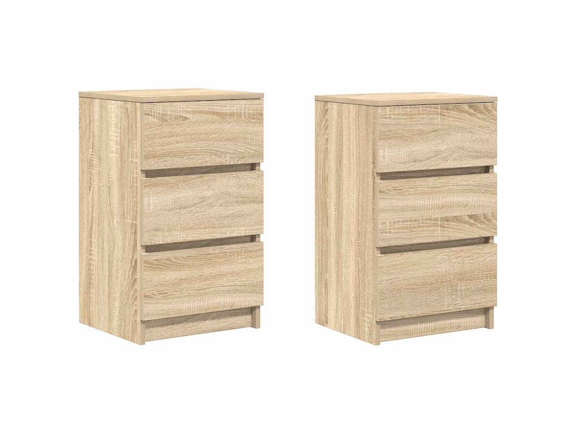 Juego de 2 mesitas de noche MAISON EXCLUSIVE con 3 cajones (39x35x65 cm) Roble Sonoma