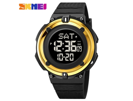 Reloj deportivo digital Relojes con pantalla LED para hombres Reloj despertador luminoso resistente al agua-dorado LUUCOZK