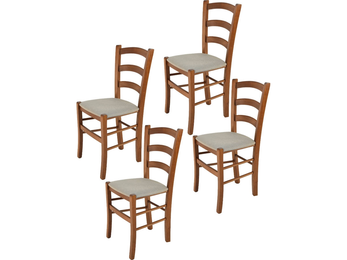 Conjunto de 4 Cadeiras T M C S Venice 322NO-110-NL022 (Castanho - 88x43x44 cm - Madeira)