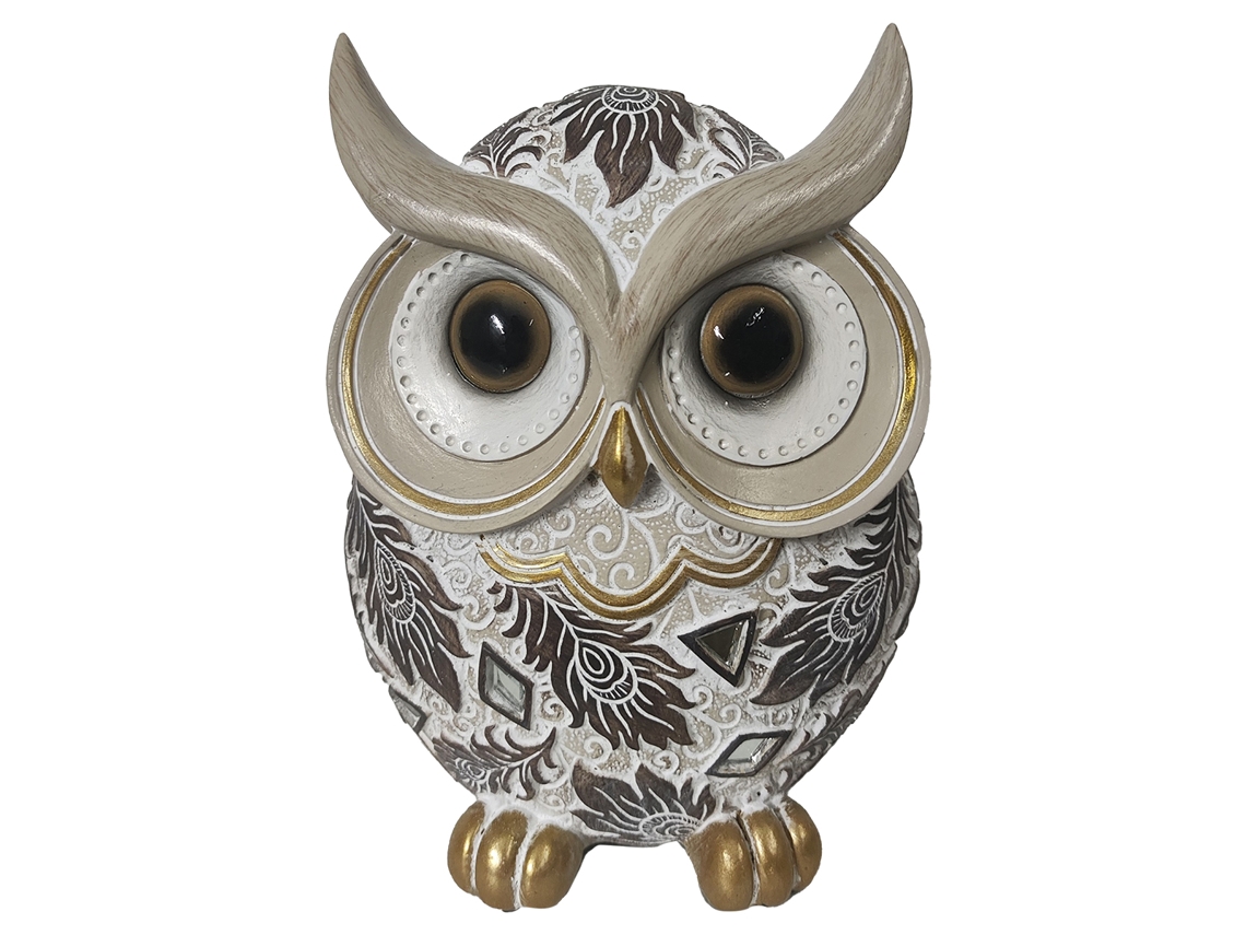 ORIGEN Home Decor Buho Buhos Figura de Búho Gris 16x12x8cm Resina Alta Calidad BY SIGRIS