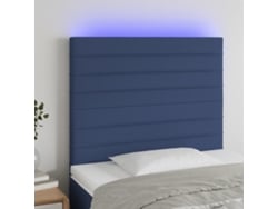 Cabecero Con Luces Led Tela Azul 90x5x118/128 Cm