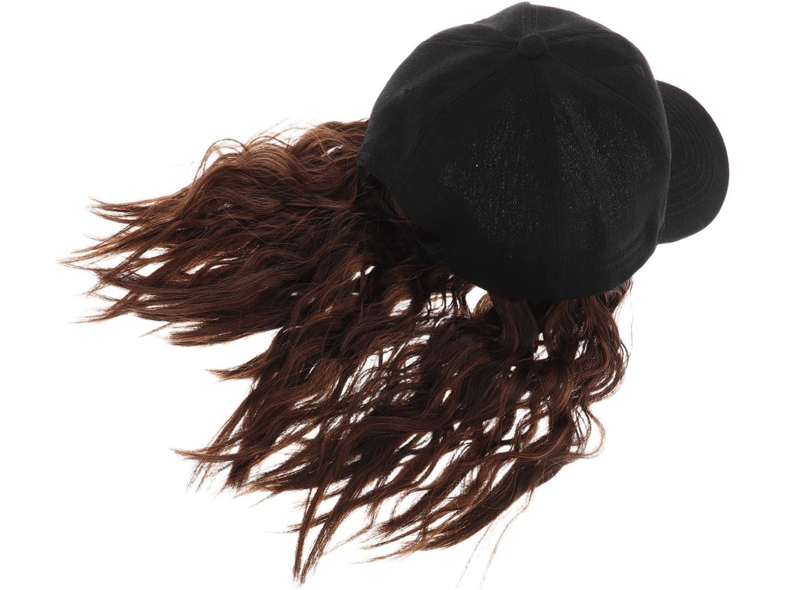 Peluca Corta Rizada Con Gorro De Béisbol Integrado, Estilo Bob, Para Mujer, Cabello Sintético.