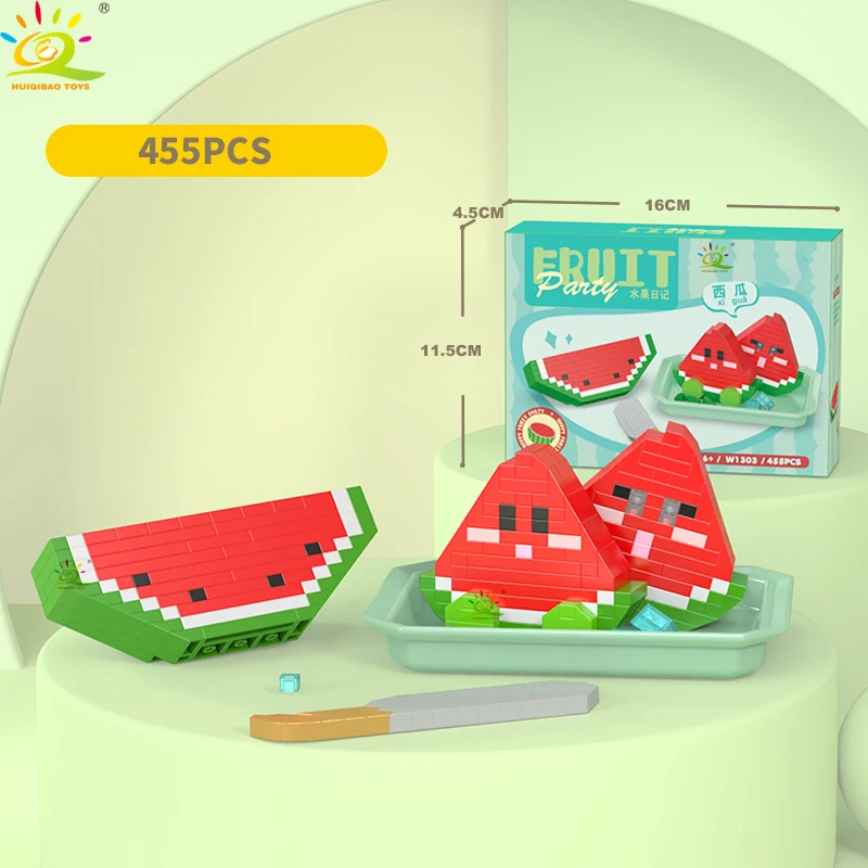 Lindas frutas en miniatura, bloques de construcción, juguete para armar, regalo para niños