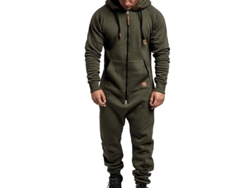 2026-mono Hombre Con Capucha Cremallera Jumpsuit Invierno Casual Romper De Algodón Blend Kiw Xl Verde Ejército