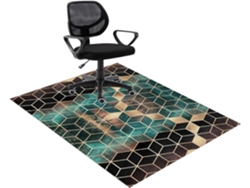 Tapete Escritório Cadeira Protetor Piso Antiderrapante 90 X 140 Cm Madeira Parquet Laminado Azulejo Az...