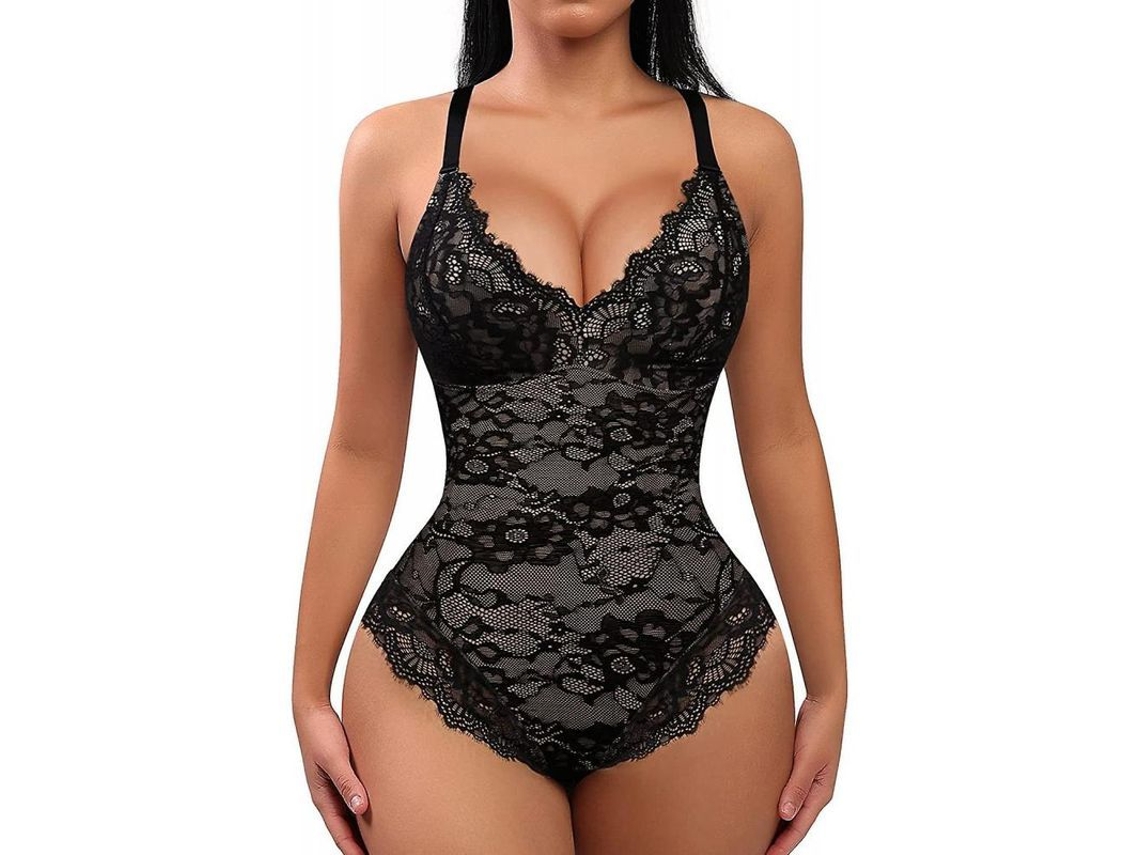 2026-body Suits Para Mujer Control Abdominal Shapewear Con Escote V Y Tirantes Ajustables Uko Medium Negro