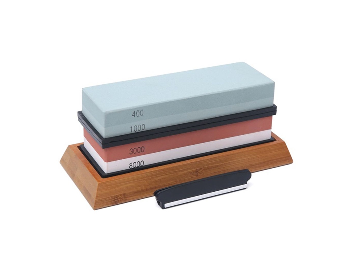 Afilador profesional de chefs, piedras húmedas Waterstone de grano 400/1000 3000/8000, afilador recto de doble chef para tareas de afilado versátiles, tamaño pequeño.