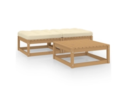 Conjunto de muebles de jardín con cojines de pino macizo, Dkd Home Decor