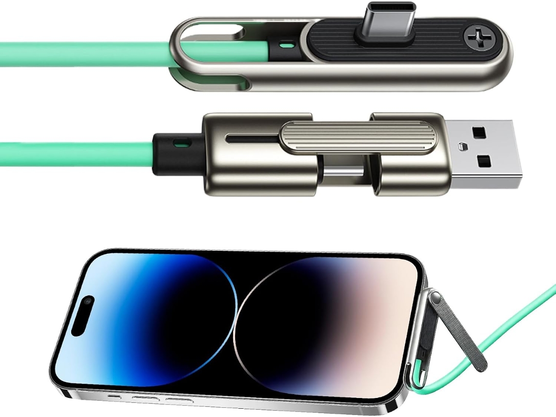 Cargador Lateral Para Teléfono | Cable De 240 W Con Diseño De Soporte 2 En 1 Y