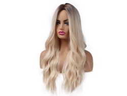 Impresionante peluca rubia, larga, sintética, ondulada y resistente al calor, perfecta para fiestas de cosplay y fácil de peinar.