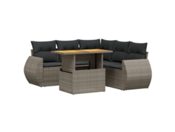 Conjunto 6 de muebles de jardín VIDAXL y cojines ratán sintético gris