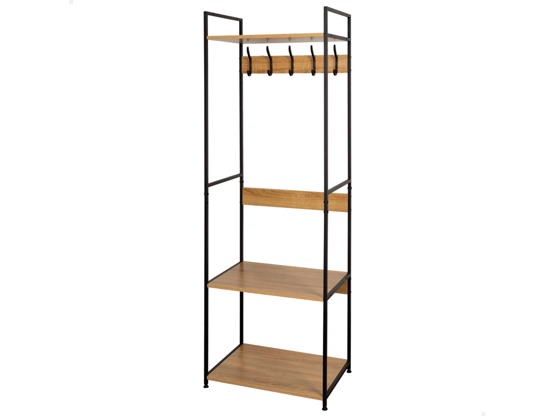 MAX HOME Perchero zapatero madera y acero 3 estantes 60x40x175 cm