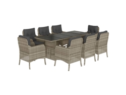 Maison Exclusive - Set Comedor De Jardín 9 Pzas Cojines Ratán Sintético Gris Claro