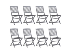 Sillas plegables de exterior DKD Home Decor de 8 piezas con cojines de acacia maciza