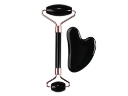 Set de rodillos de masaje facial de jade, reduce la hinchazón, apto para hombres y mujeres, negro PANOONA