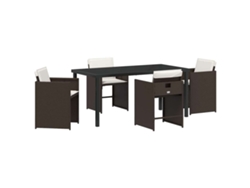 Maison Exclusive - Conjunto De Comedor De Jardín 5 Pcs Marrón Ratán Sintético