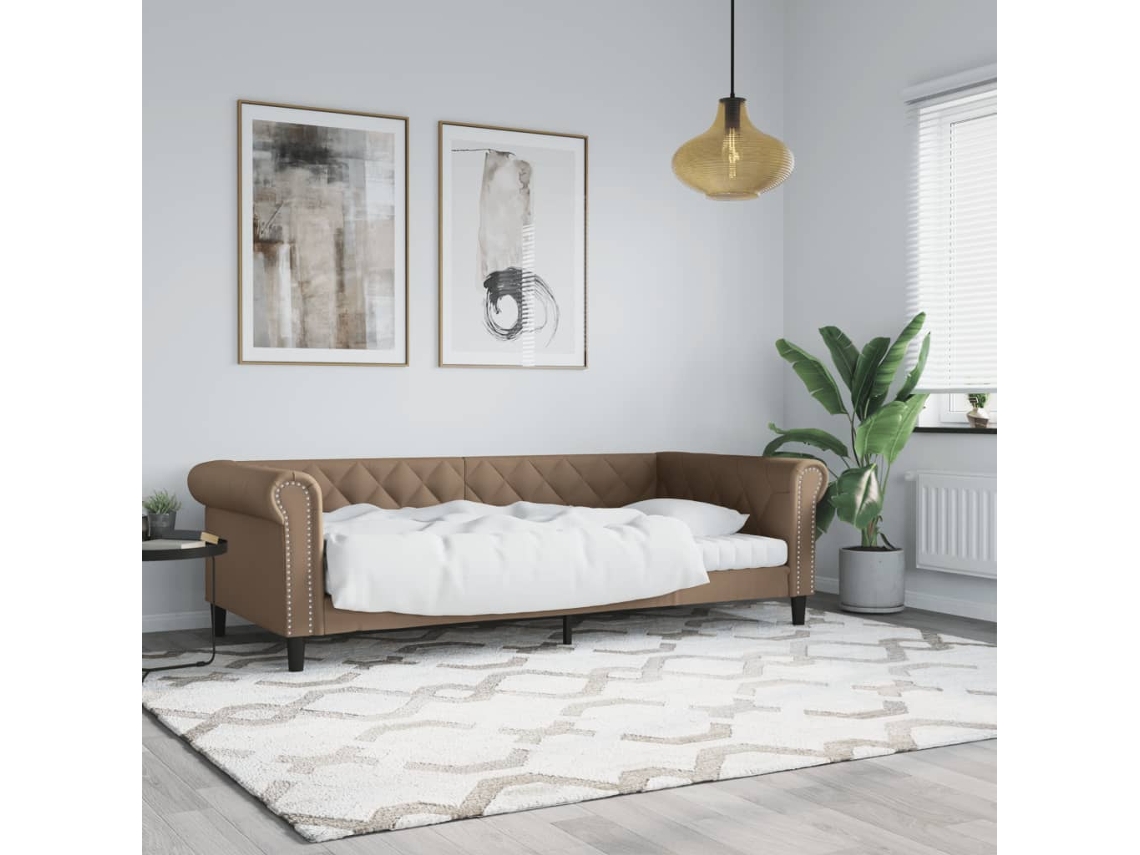 Sofá Cama Cuero Sintético Color Capuchino 80x200 Cm